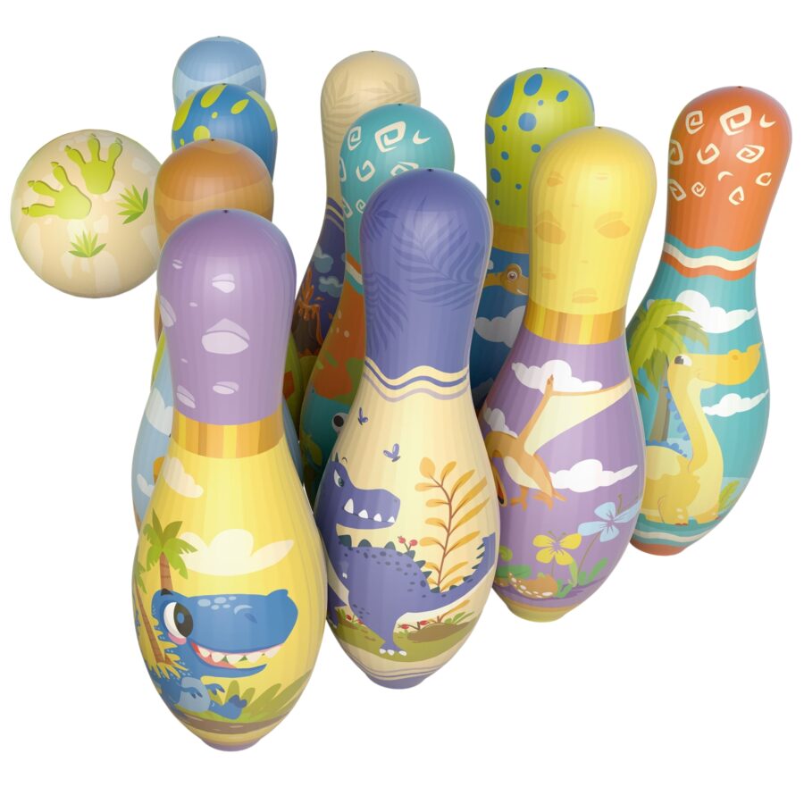 WOOPIE Gra Zręcznościowa Kręgle Miękkie Soft Dinozaury Zestaw 12el.