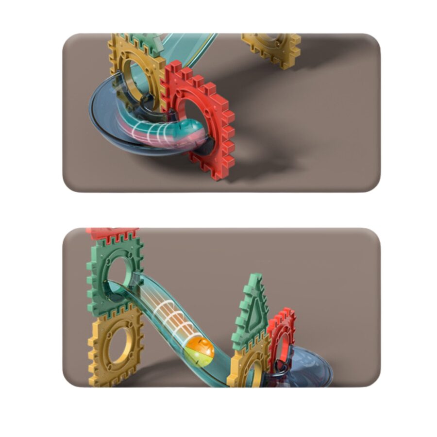 WOOPIE Klocki Konstrukcyjne 3D Zestaw Edukacyjny Tor Kulkowy Kulodrom Wafle 128el.