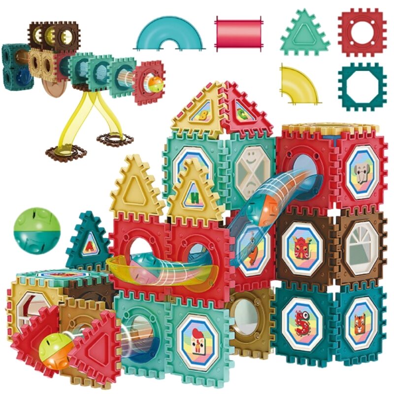 WOOPIE Klocki Konstrukcyjne 3D Zestaw Edukacyjny Tor Kulkowy Kulodrom Wafle 68el. WOOPIE Klocki Konstrukcyjne 3D Zestaw Edukacyjny Tor Kulkowy Kulodrom Wafle 68el.