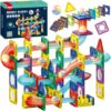 WOOPIE Klocki Magnetyczne Konstrukcyjne 3D Zestaw Edukacyjny Tor Kulkowy Kulodrom LED 105el.