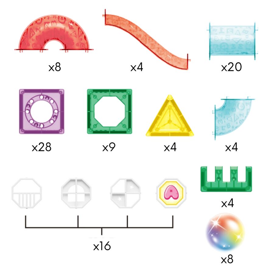 WOOPIE Klocki Magnetyczne Konstrukcyjne 3D Zestaw Edukacyjny Tor Kulkowy Kulodrom LED 105el.