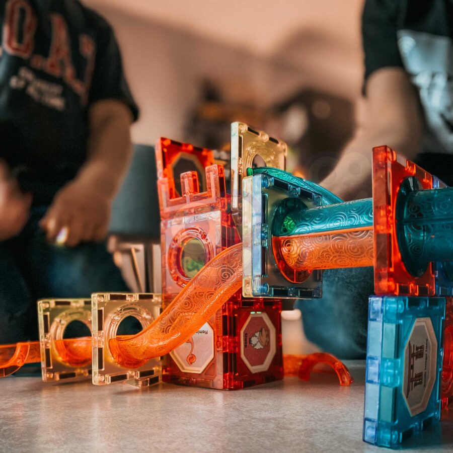 WOOPIE Klocki Magnetyczne Tor Kulkowy Świetlny Kulodrom 75 el.