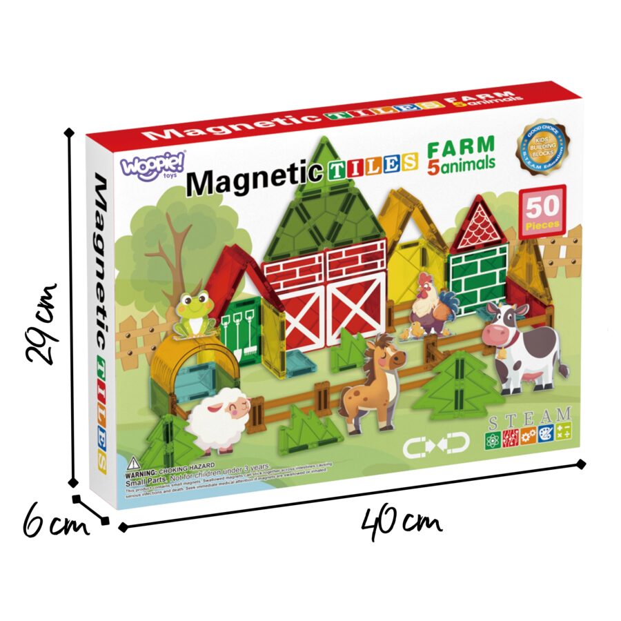 WOOPIE Magnetyczne Klocki Konstrukcyjne 7,5 cm Farma 30 el.
