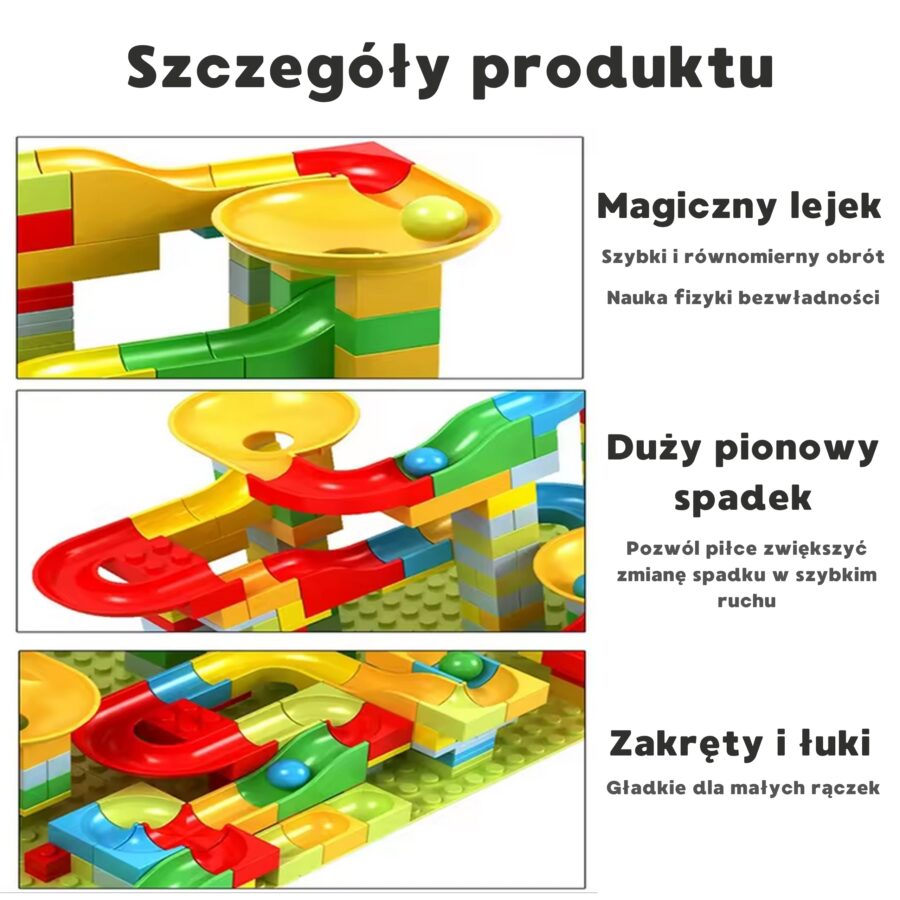 WOOPIE Tor Kulkowy Kulodrom Zjeżdżalnia dla Kulek Konstrukcja 340 el.