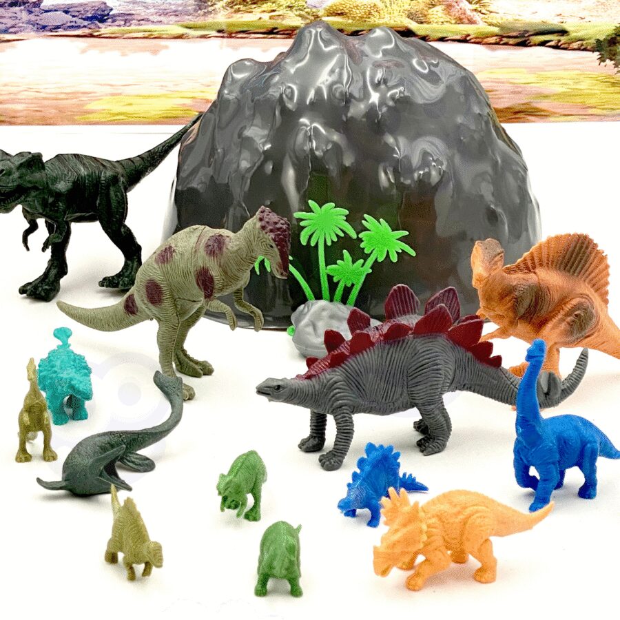 WOOPIE Zestaw Figurki Dinozaury Duże Zwierzęta Mata Pojemnik XXL 34 szt.