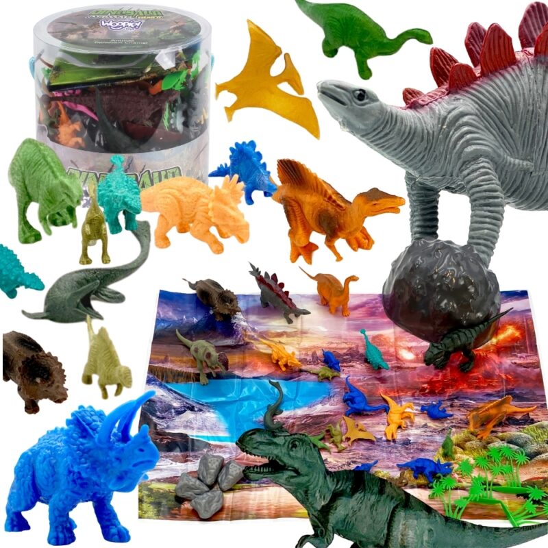 WOOPIE Zestaw Figurki Dinozaury Duże Zwierzęta Mata Pojemnik XXL 34 szt.