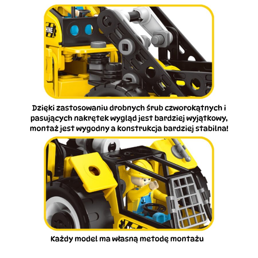 WOOPIE Zestaw Konstrukcyjny Pojazdy Budowlane STEAM 6w1 223 el.