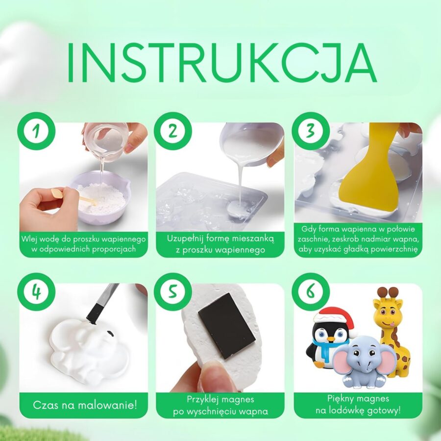 WOOPIE Zestaw Kreatywny z Farbami DIY Zrób Odlewy Gipsowe Figurki i Pomaluj - Zestaw Zwierzątka