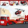 WOOPIE Zestaw Pojazdów Laweta Strażacka Helikopter Samochód Dźwięk Światła
