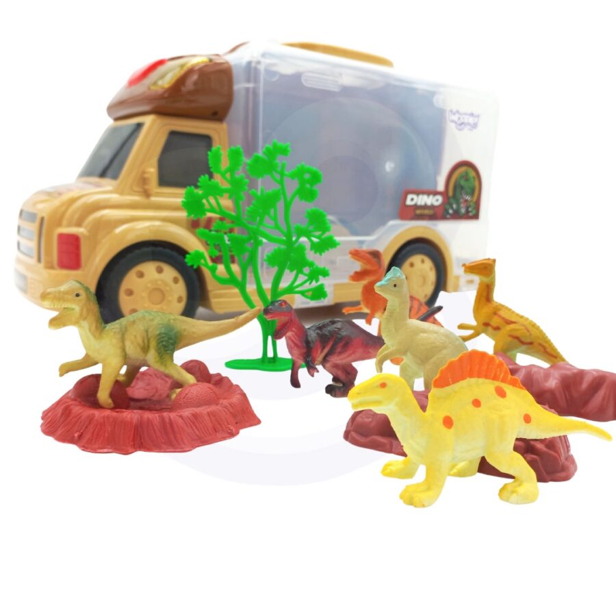 WOOPIE Zestaw Samochód 2w1 Walizka + Dinozaury Figurki 6 szt.